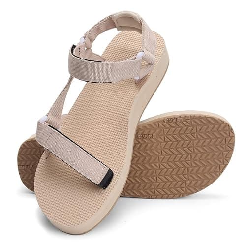 WateLves Womens-Sport-Sandals Outdoor Hiking Sandals with-Arch-Support Comfortable Webbing-Water-Athletic Beach-Sandals for Travel-Walking-Trekking-Camping - 6 - Hd-tropical Brown thumbnail 2