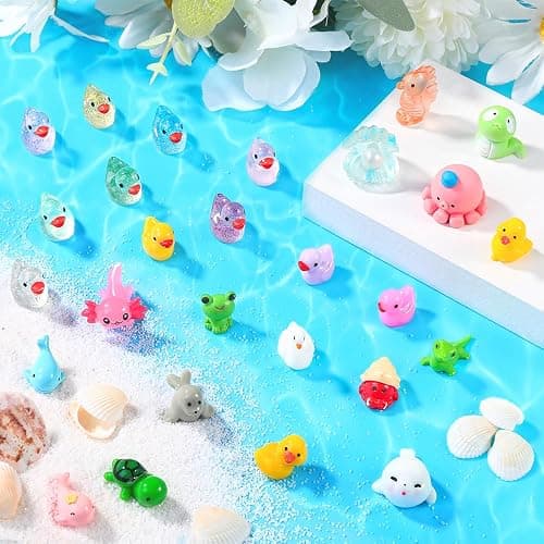 DULEFUN 150pcs Mini Resin Animals, Colorful Tiny Small Little Glitter Ducks Mushroom Figures to Hide Miniature Figurines for Dollhouse Micro Landscape Aquarium Decorations DIY Crafts thumbnail 5
