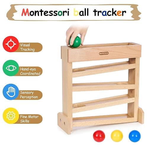 MORITECK Montessori Ball Drop Toy, Wooden Ball Tracker, Early Developmental Pound Toys for Toddlers for 1-3 Year Old, Boys Girls Baby Birthday Gift thumbnail 4