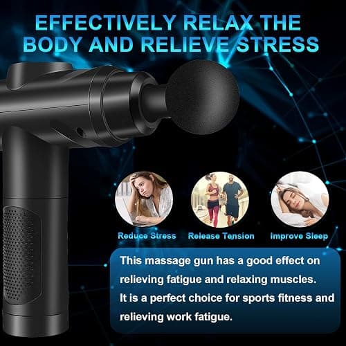 Massagepistole, Muskel Percussion Massagegerät mit 30 Geschwindigkeiten Leise Handmassagegeräte Massage Pistole mit LCD Touchscreen 10 Köpfe Massage Gun für Schulter Körper Rücken Entspannung thumbnail 7