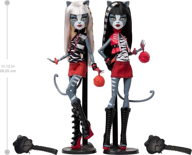Monster High Boo-riginal Creeproduction Doll 2-Pack, Meowlody and Purrsephone Collectible Reproductions with Doll Stands and Diary thumbnail 3