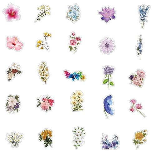 50 Pcs Stickers Aesthetic Waterproof Vinyl Sticker Packs scrapbook autocollant for Kindle Trunk Laptop Water Bottle Hard Hat Skateboard Adults Kids Teens Girls Boys flower thumbnail 3