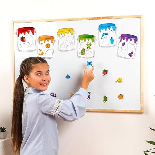 Simply magic 11 Jars Magnetic Color Sorting Set - Color Sorting Toys for Toddlers, Magnetic Shapes, Learning Colors Recognition Magnets, Colors Matching Games for Toddlers, Preschool Circle Time thumbnail 2