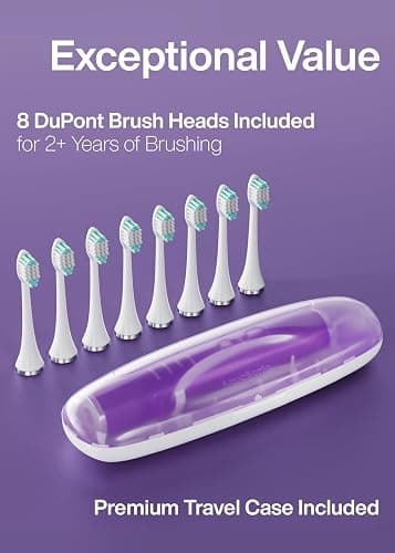 Aquasonic Vibe Series Ultra-Whitening Toothbrush – ADA Accepted Electric Toothbrush - 8 Brush Heads & Travel Case – 40,000 VPM Motor & Wireless Charging - 4 Modes w Smart Timer – Satin Violet thumbnail 5