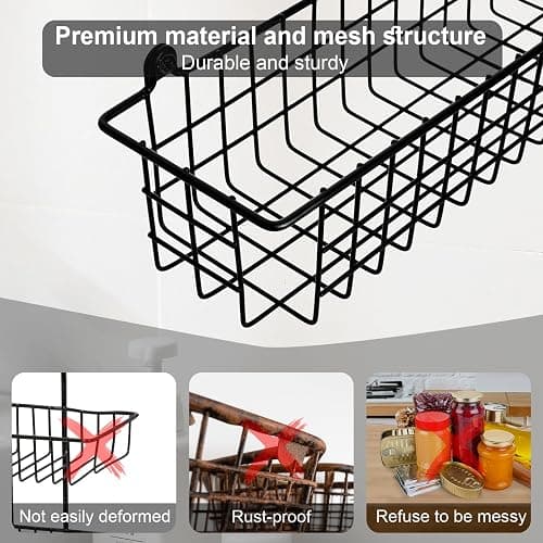 Spice Rack Organizer Wall Mount, 2 Pack Black Seasoning Rack Wire Storage Baskets for Wall or Cabinet Door in Kitchen and RV | Seasoning Rack, Kitchen, RV thumbnail 4