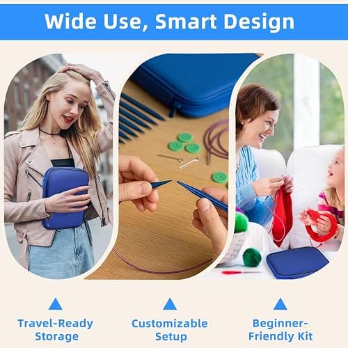 Interchangeable Circular Knitting Needles Set, 13 Pairs (26pcs) Aluminum Knitting Needles Kit, Sizes 3.0mm-10.0mm, Knitting Needle Case & Accessories, for Knitting Projects, Beginners & Advanced thumbnail 7