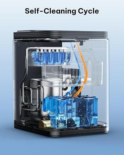 Silonn Ice Maker Countertop, 8 Ice Cubes in 6 Mins, 26.5 lbs/24H, 2 Bullet Ice Sizes, Self-Cleaning Bullet Ice Maker, Portable Ice Machine for Kitchen, Party, Office, and RV Camping thumbnail 6