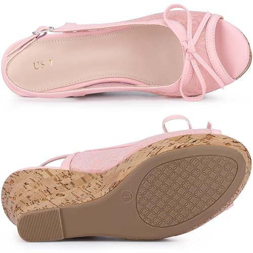 Allegra K Women's Lace Platform Wedges Wedge Heel Sandals thumbnail 4