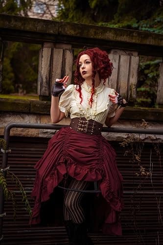 SCARLET DARKNESS Women's 2026 Summer Skirt Gothic Steampunk Skirt Renaissance High-Low Bustle Skirt thumbnail 5