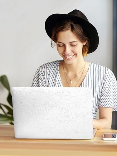 Seorsok Compatible with MacBook Pro 13 inch Case M2 2023,2022,2021-2016 A2338 M1 A2251 A2289 A2159 A1989 A1708 A1706,White Blooming Floral Leather Plastic Hard Shell Case&Keyboard Cover,No Logo Cutout thumbnail 7
