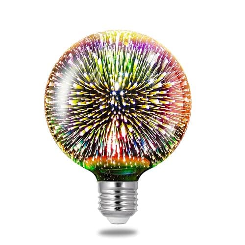 Want: Porseme 3D Fireworks Decorative Light Bulb, E26 Base, 7W, AC100-240V, Glass Bulbs with Soft Warm Light, Shiny Decor for Home, Bedroom, Party (Included 1 G125 Bulb) - Image 1