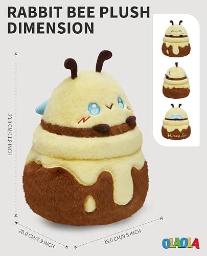 OLAOLA Cute Bee Plush Pillow, Soft Honeybee Stuffed Animals, 11.8 Inch Plushie Toy with 2 Small Bees for Kids Adults thumbnail 3