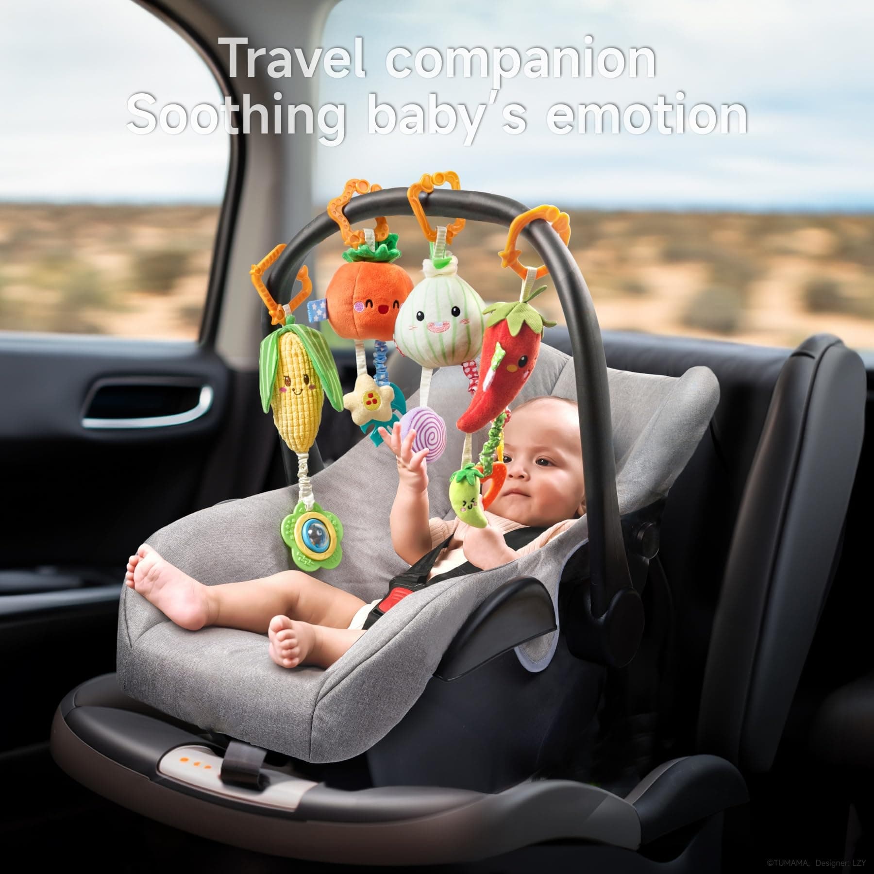 TUMAMA Kids Baby Vegetable Hanging Rattle - Soft Plush Rattle Toy with Sound & Colors | Clip-on Pram Pushchair Sensory Toy for Newborns 0-12 Months thumbnail 6