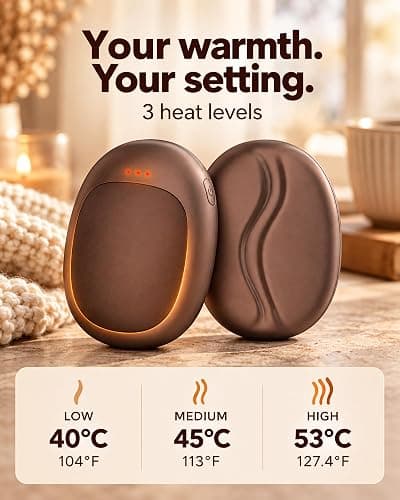 Rechargeable Hand Warmers, Electric Hand Warmers 5200mAh (2-Pack), 3 Heat Settings, Up to 18 Hours of Use, Ideal for Raynaud's Patients thumbnail 4