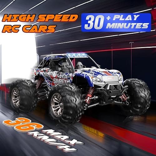 SIMREX 1/16 Scale Hobby RC Car, 36 KPH High-Speed 4WD RC Truck, 2.4 GHz Remote Control Car, All-Terrain Electric Vehicle, 4X4 Remote Contral Moster Truck for Kids and Adults thumbnail 4