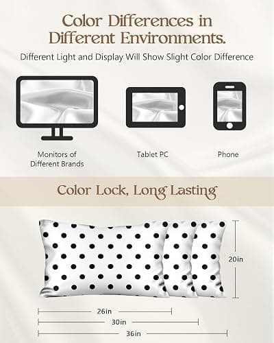 Miss Adola Silk Pillowcase 2 Pack - Pillow Cases 20" x 30" Queen Size Set of 2 for Hair and Skin Smooth Soft Breathable with Hidden Zipper Cooling Pillow Covers for Sleeping, White Black dot thumbnail 2