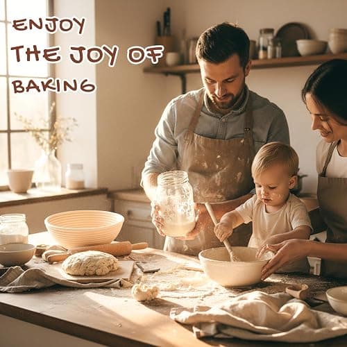 Astercook Sourdough Starter Kit with Round & Oval Banneton Bread Proofing Basket, Starter Jar, Dough Whisk, Scrapers, Stencils, Complete Sourdough Bread Baking Supplies, Fathers Day Gift for Men thumbnail 9