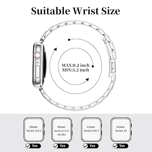 MioHHR Thin Metal Bands Compatible with Apple Watch Band Ultra3/2/1 Series 11 10 9 8 7 6 5 4 3 2 1 SE3/2/1,Slim Narrow Stainless Steel Strap for Women iWatch 49mm 46mm 45mm 44mm 42mm 41mm 40mm 38mm thumbnail 4