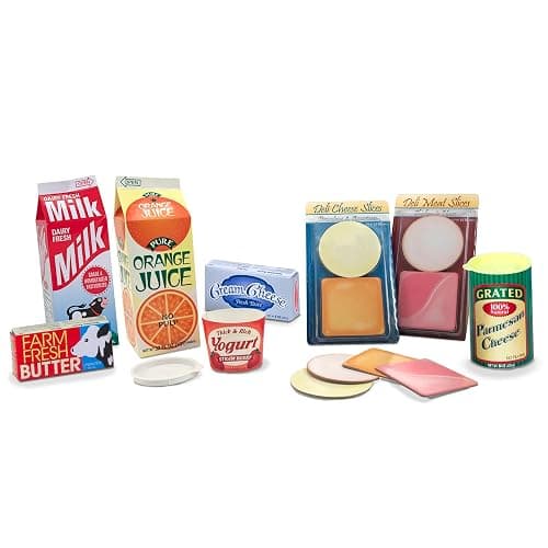 Melissa & Doug Fridge Fillers Grocery Play Food Cartons (8 Pieces) Wooden Toy Groceries, Pretend Play Food, Kitchen Accessories for Kids Ages 3+ - FSC Certified thumbnail 4