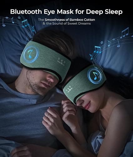 MUSICOZY Sleep Headphones Bluetooth 5.4, Bamboo Cotton Full Coverage Headphones Headband for Side Sleepers, Wireless Earphones with Speaker Sleep Music Earbuds for Men Women (Dark Green) thumbnail 3