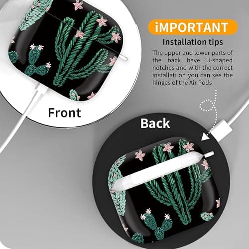 Cute Case Cover Compatible with AirPod 4th Generation 2024, Shockproof for Women & Girls with Golden Round Buckle – Protective, Anti-Drop Design(Cute Cactus) thumbnail 3
