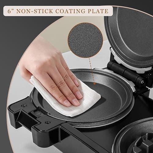 Mini Waffles Maker with 8 Removable Plates, 4 in 1 Double Small Waffle Maker Mini- Waffle, Heart Waffle, Pancake, Donut, 5" Non Stick Waffle Iron for Kids, Separately Controllable with Button thumbnail 7