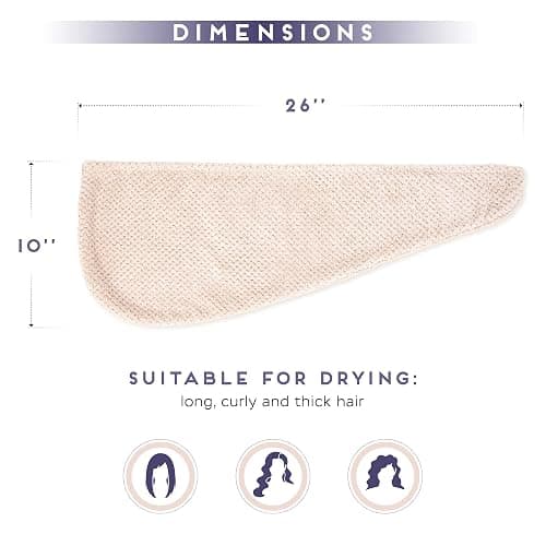SimpleField 2 Pack Microfiber Hair Towel Wrap for Women, Anti Frizz Quick Drying Hair Turban for All Hair Style, Absorbent and Lightweight (Beige) thumbnail 5