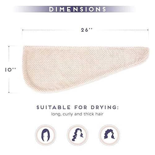 SimpleField 2 Pack Microfiber Hair Towel Wrap for Women, Anti Frizz Quick Drying Hair Turban for All Hair Style, Absorbent and Lightweight (Beige) thumbnail 6