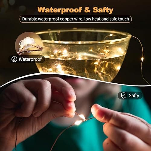 20 Pack LED Fairy Lights Battery Operated,3 Features Blinking Slowly Blinking & just on 7FT 20 LED Waterproof Mini Twinkle String Lights for Wedding Mason Jars Party Christmas Decorations(Warm White) thumbnail 6