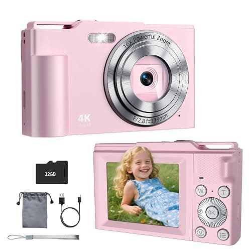 Krlun Digital Camera, FHD 4K Digital Point and Shoot Camera with 16X Zoom Anti Shake, 48MP Compact Small Camera with 32GB Card for Boys Girls Kids - Image 1