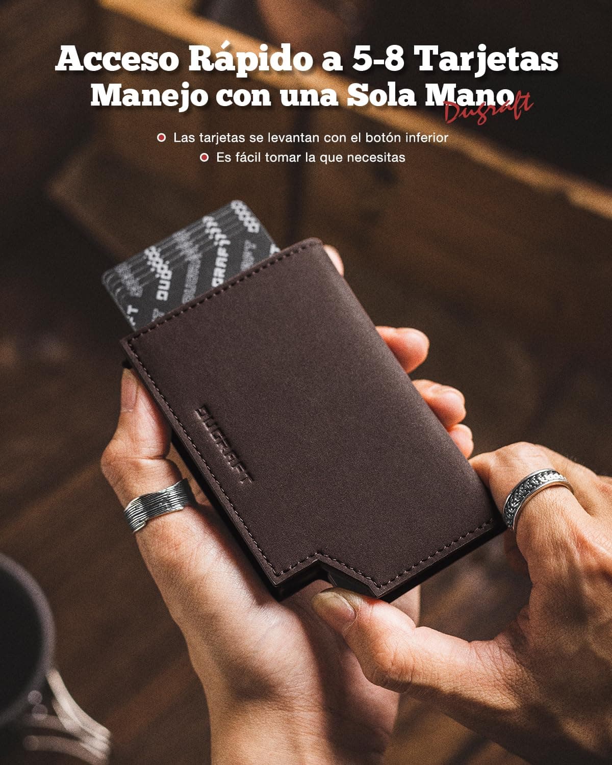 Tarjetero de Cuero, DUGRAFT Cartera para Hombre RFID Bloqueo Antirrobo Tarjetero para Caballero Plegable,con Bolsillo de Moneda Cierre Del imán Billetera, para Efectivo y Monedas, Regalos para Hombre thumbnail 2