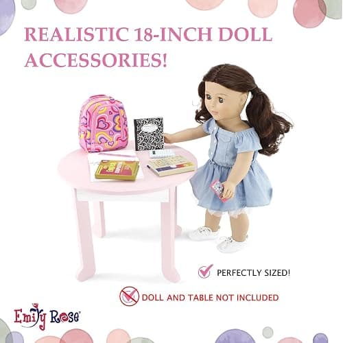 Emily Rose 18-inch Doll Clothes - 18-Piece School Essentials Backpack and Lunch Play Set, with Fun Accessories, Including Pretend Food & Working Calculator | USA Business | Compatible with 18" Dolls thumbnail 5
