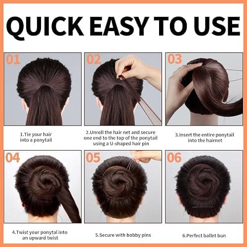 Teenitor Hair Net Set, Includes 20 Pcs Individually Packaged Hair Nets (20 inches) & 40 Pcs Hair Pins for Women Girls, Bun Maker, Brown thumbnail 5