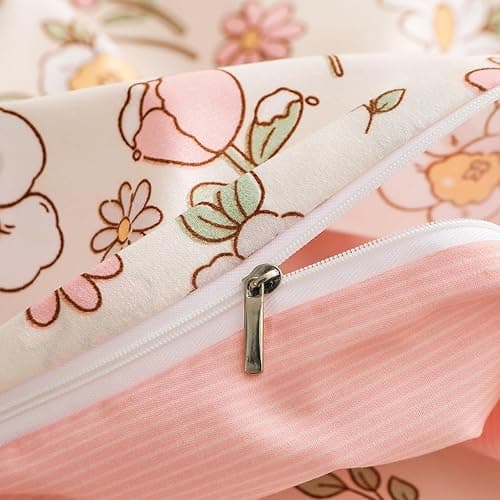 VOGIAY Housse de Couette 140x200 Motif de Bouquets de Fleurs Rose Parure de Lit Botanique Fermeture Éclair - Linge de Lit 1 Personne Adulte avec Taie d'oreiller 65x65 cm thumbnail 4