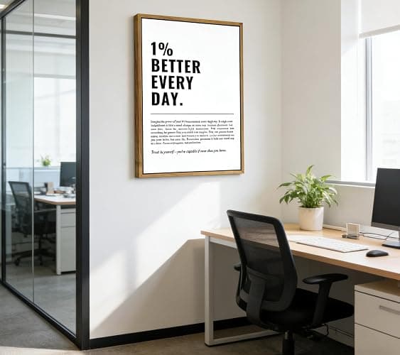 Floating Framed 1% Better Every Day Canvas Wall Art, Modern Quote Painting Picture Wall Decor, Growth Mindset Self Improvement Quote Poster Print Artwork for Office, Gym, Study Home Decoration 8x10in thumbnail 4