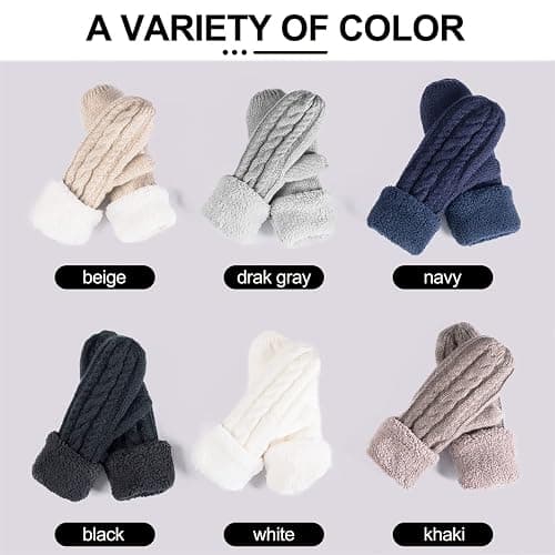 Women's Winter Gloves Warm Lining - Cozy Wool Knit Thick Gloves Mittens thumbnail 7