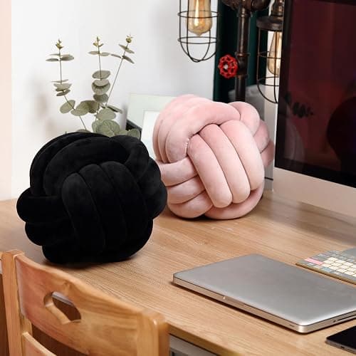 Petrella Knot Pillows Ball Round Throw Pillows Home Decor Cushion Decorative Aesthetic Throw Pillows，Pink 8inch thumbnail 6