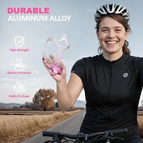 Bike Water Bottle Holder Bicycle Cage for Mountain Road MTB Gravel Adult Bikes Cycling Universal Carrier Rack 1 Pack Aluminum Alloy Ultralight Kettle Drink Accessories White Pink thumbnail 5