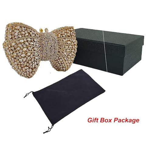 HUANG ZHUANG Bowknot Luxury Crystal Clutch Women Glitter Rhinestone Evening Bag for Party Wedding thumbnail 6