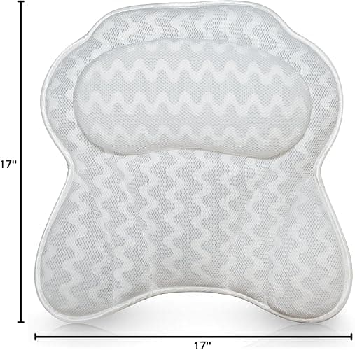 Bath Pillow Bathtub Pillow Back Neck Support Pillow, Spa Cushion for Tub, Relaxing Headrest Bath Pillow, Portable Washable Bathtub Accessories with 3D Air Mesh Thick Soft Bath Pillow (Deluxe) thumbnail 7