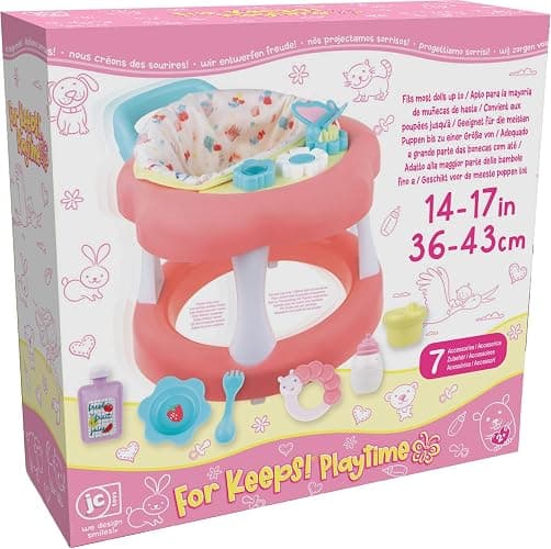 JC Toys - For Keeps Playtime! | Baby Doll Walker Gift Set | Fits Dolls up to 17" | Cloth Seat for easy use and Play Accessories | Ages 2+ thumbnail 4