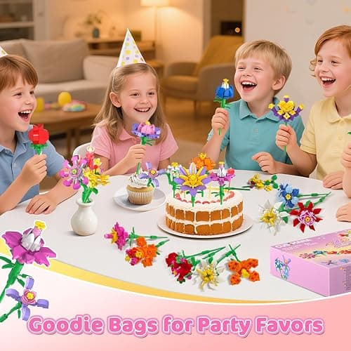 24 Pack Flowers Valentines Party Favors for Kids Building Set - 789PCS Flowers 3.6MM Mini Building Block Toy for Valentines Day Classroom Prize Stocking Stuffer Birthday Return Gift for Girl Boy 6+ thumbnail 2