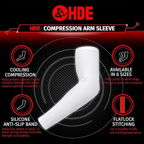 HDE Arm Compression Sleeves for Kids Basketball Shooting Sleeve Youth Sports Cooling Sun Protection Football Baseball 1 Pair thumbnail 3
