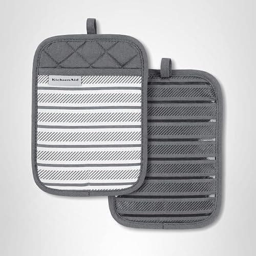 KitchenAid Albany Pot Holder 2-Pack Set, Charcoal Grey, 7"x10" thumbnail 6