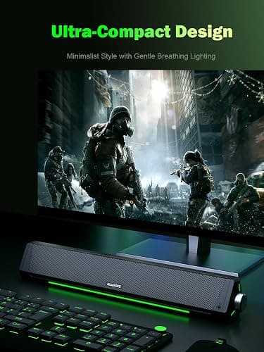 BLUEDEE Computer Speakers for Desktop PC, Computer Sound bar, HiFi Stereo Speakers for Computer Desktop, Bluetooth 5.0 and 3.5mm Aux-in PC Soundbar, USB/USB C Powered Gaming Speakers for pc, Laptop thumbnail 2
