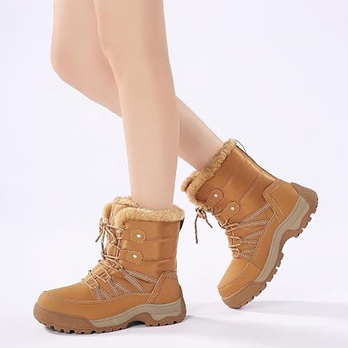 AZBZCZ Womens Snow Boots Anti-Slip Cold Weather Fur Lined Comfortable Winter Shoes thumbnail 2