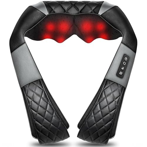 Neck Massager with Heat, Shiatsu Back Neck and Shoulder Massager - Gifts for Women/men/Mom/Dad - Electric Deeper Tissue 4D Kneading Massage, Use at Home, Office, Car (Black gray) - Image 1