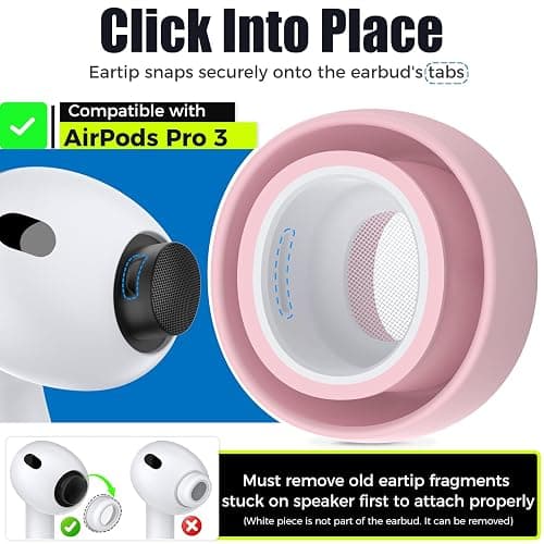 Ear Tips Replacement for AirPods Pro 3, Silicone Earbuds Tip 3 Pairs | Ear Buds Eartips with Cleaner Kit - Buds Replacement Accessories for AirPod Pro 3rd Gen (Assorted S/M/L, Pink) thumbnail 3