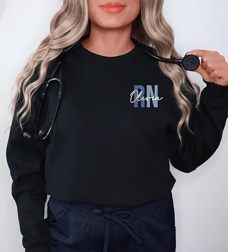 Custom Nurse Sweatshirt RN Sweatshirt Nurse Graduation Gifts for Nurses Week Gifts Nurse Sweatshirts for Women Personalized Registered Nurse Sweatshirt RN Hoodies for Nurses thumbnail 8