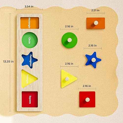 QODOFLR First Jumbo Knob Wooden Shape Puzzle for Toddlers 1-3,Montessori Toddler Puzzle Toys for1-2 Year Old,Preschool Learning Peg Puzzles Toys for Baby Kids thumbnail 3